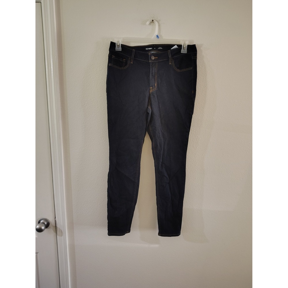 Old Navy Rockstar Super Skinny Jeans Womens 12 Dark Wash Mid Rise Denim Pants